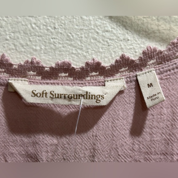 SOFT SURROUNDINGS Genevieve pink lilac asymmetrical hem dress lace crochet MED - Picture 6 of 12